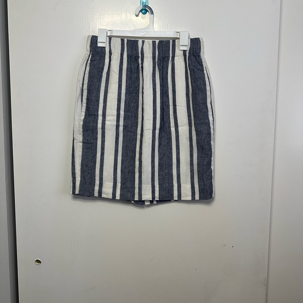 J. Crew Navy and White Striped Pencil Skirt